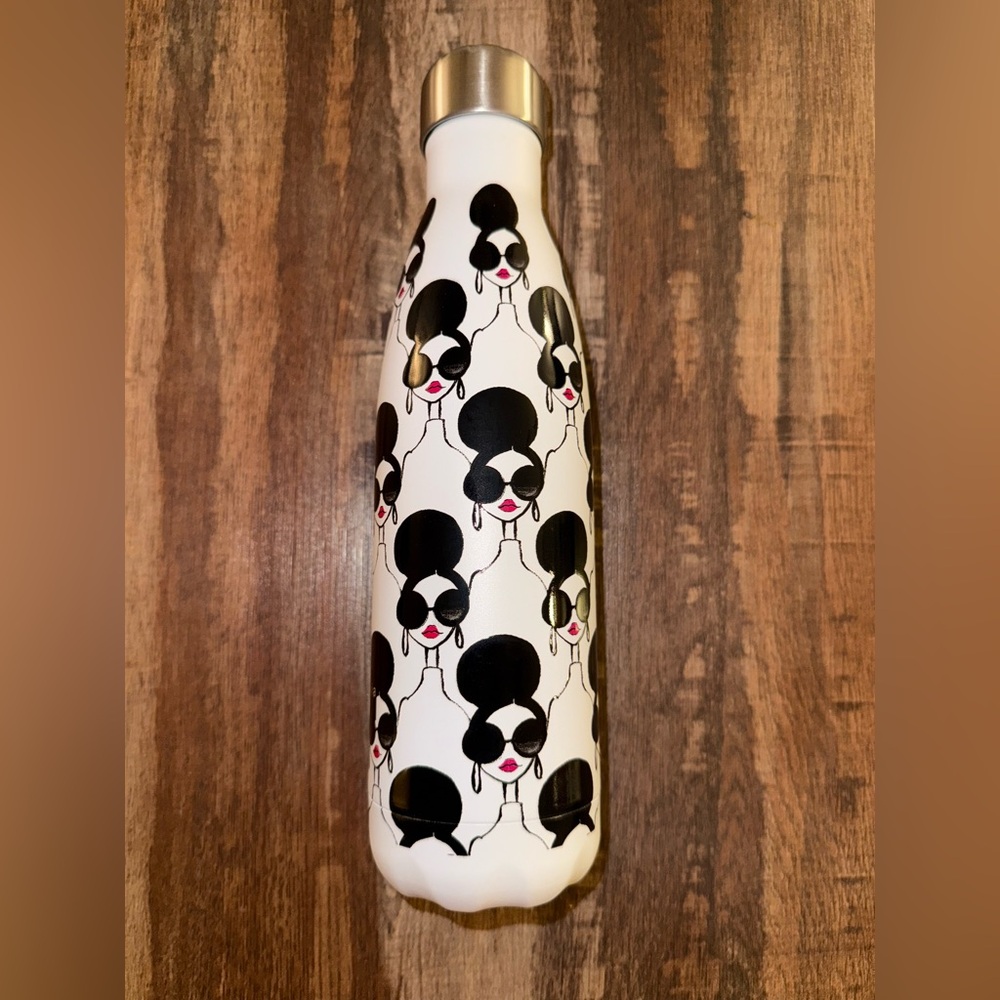 Alice + Olivia Black and White Stainless Steel Water Bottle